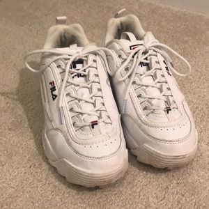 White FILA Disruptors